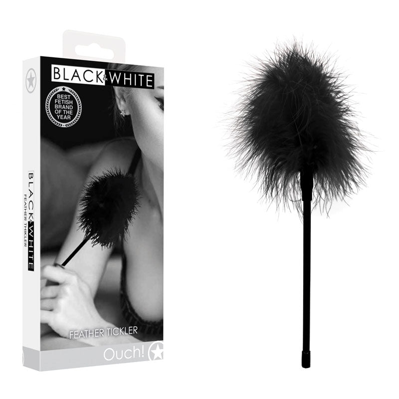 OUCH! Black & White Feather Tickler - Black Feather Crop - Just for you desires