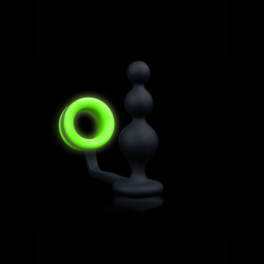OUCH! Glow In The Dark Beads Butt Plug with Cock Ring - Just for you desires