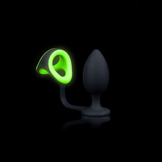 OUCH! Glow In The Dark Butt Plug with Cock Ring & Ball Strap - Just for you desires