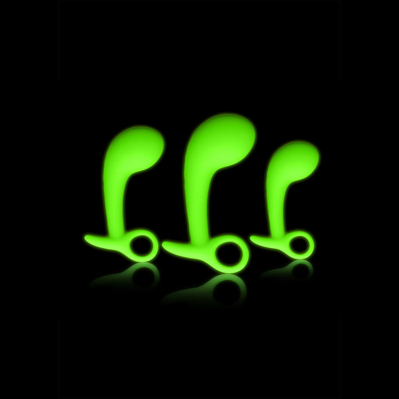 OUCH! Glow In The Dark Prostate Kit - Glow in Dark Prostate Massagers - Set of 3 - Just for you desires