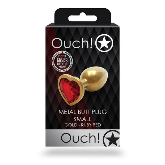 OUCH! Heart Gem Gold Butt Plug - Small - Just for you desires