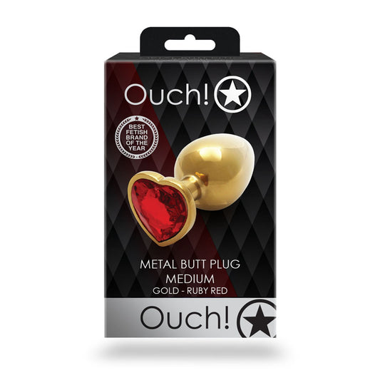 OUCH! Heart Gem Gold Butt Plug - Medium - Just for you desires