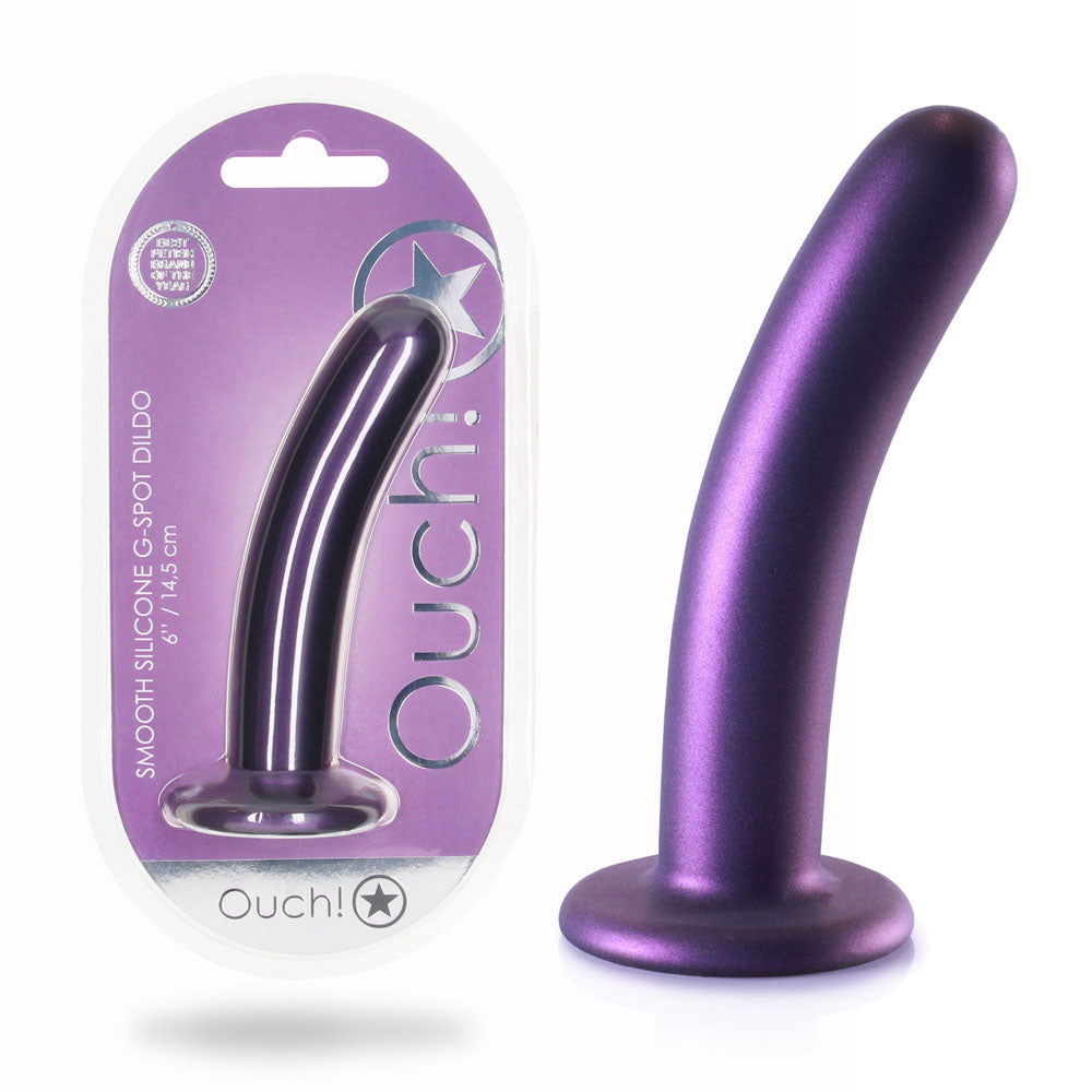 OUCH! Smooth Silicone G-Spot Dildo - 6'' / 14.5 cm - Metallic Purple 14.5 cm Dildo