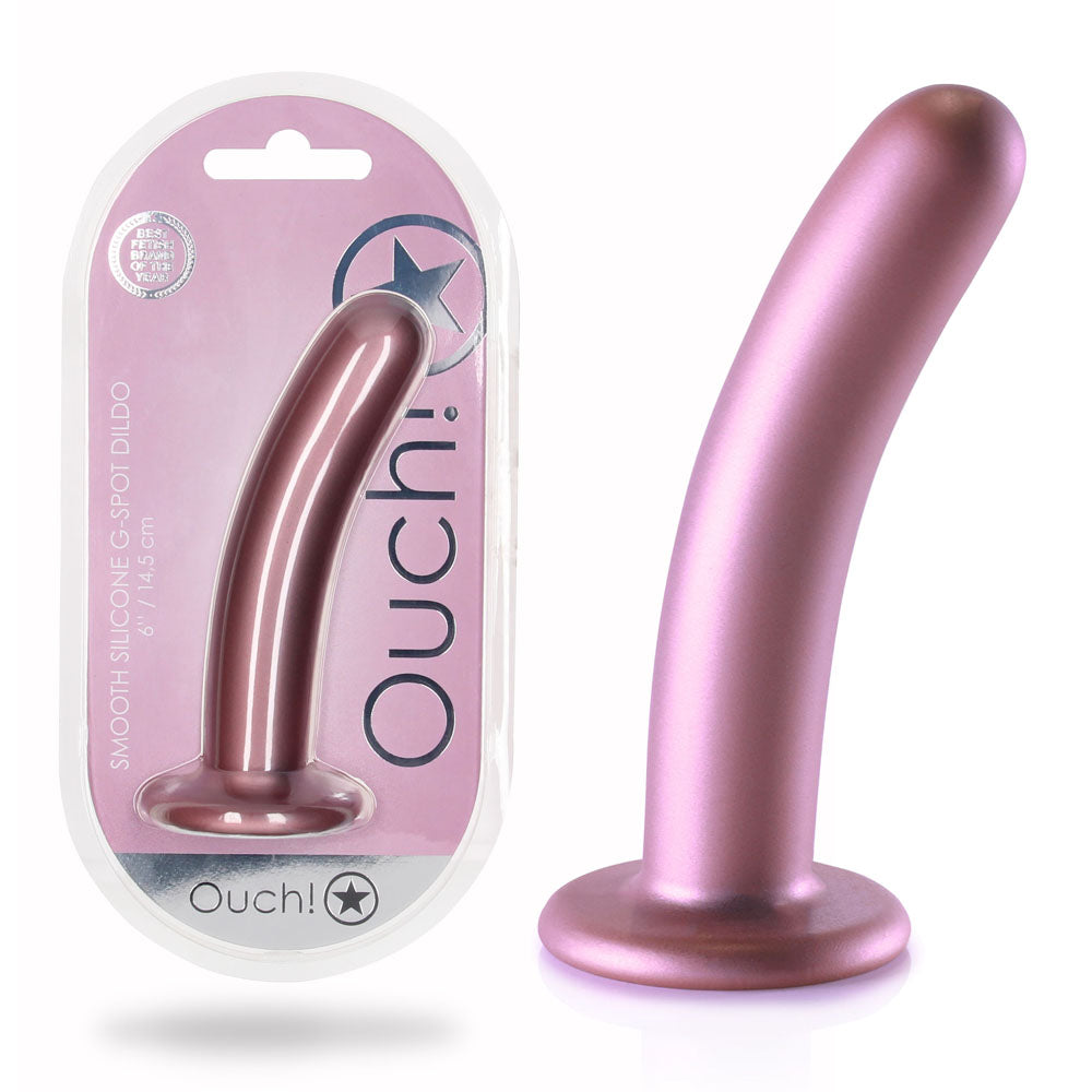 OUCH! Smooth Silicone G-Spot Dildo - 6'' / 14.5 cm - Rose Gold 14.5 cm Dildo - Just for you desires