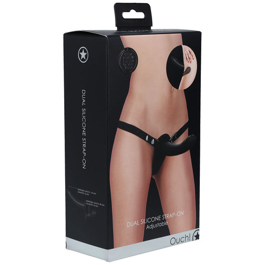 OUCH! Dual Silicone Strap-On - Black - Just for you desires