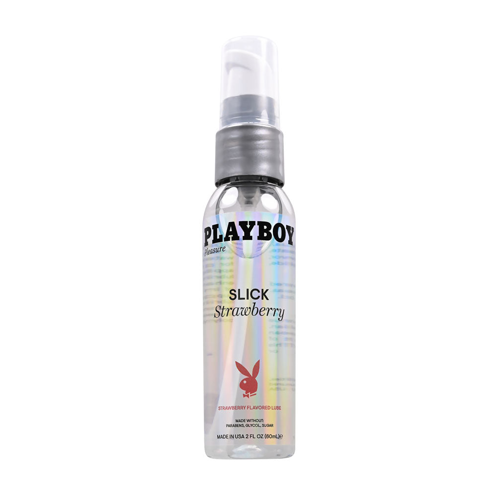 Playboy Pleasure SLICK STRAWBERRY - 60 ml - Strawberry Flavoured Water Based Lubricant - 60 ml Bottle - Just for you desires