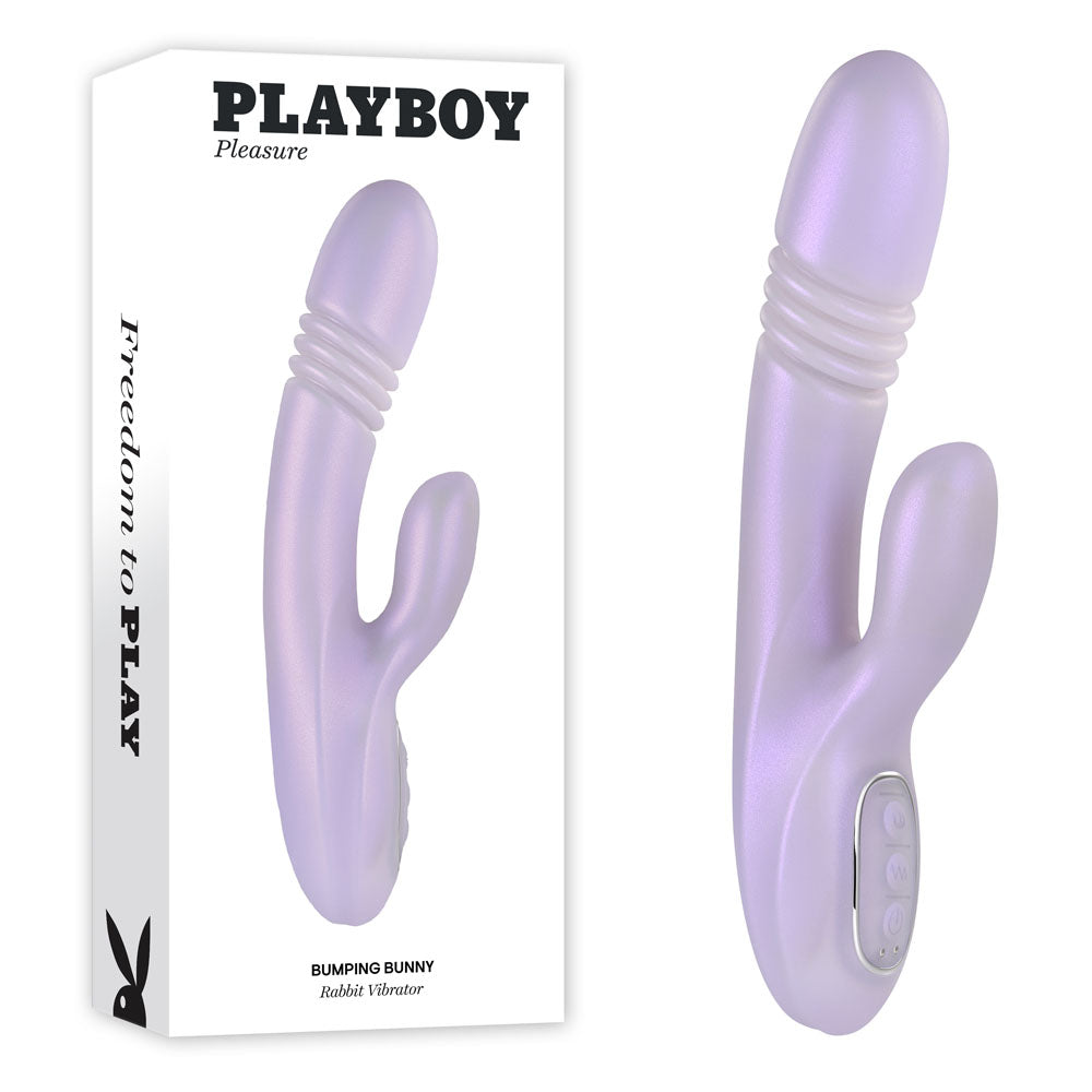 Playboy Pleasure BUMPING BUNNY - Opal 22.9 cm USB Rechargeable Thrusting & Warming Rabbit Vibrator - Just for you desires