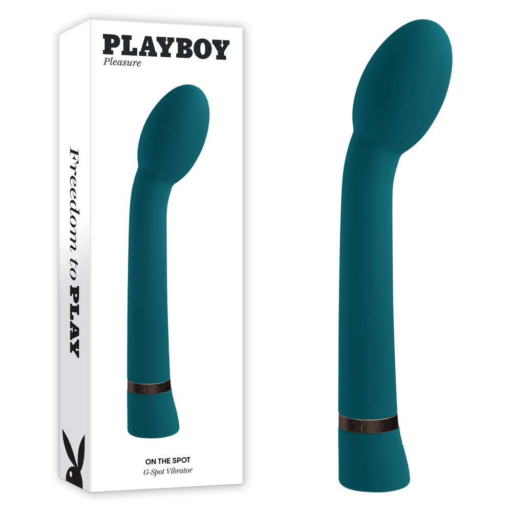 Playboy Pleasure ON THE SPOT - Blue 21.6 cm USB Rechargeable G-Spot Vibrator - Just for you desires