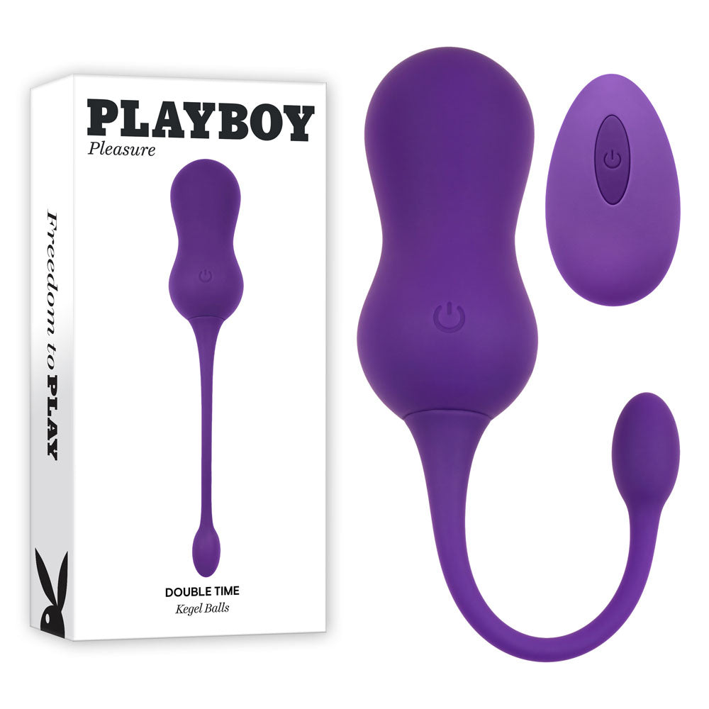 Playboy Pleasure DOUBLE TIME - Purple USB Rechargeable Vibrating Kegel Balls - Just for you desires