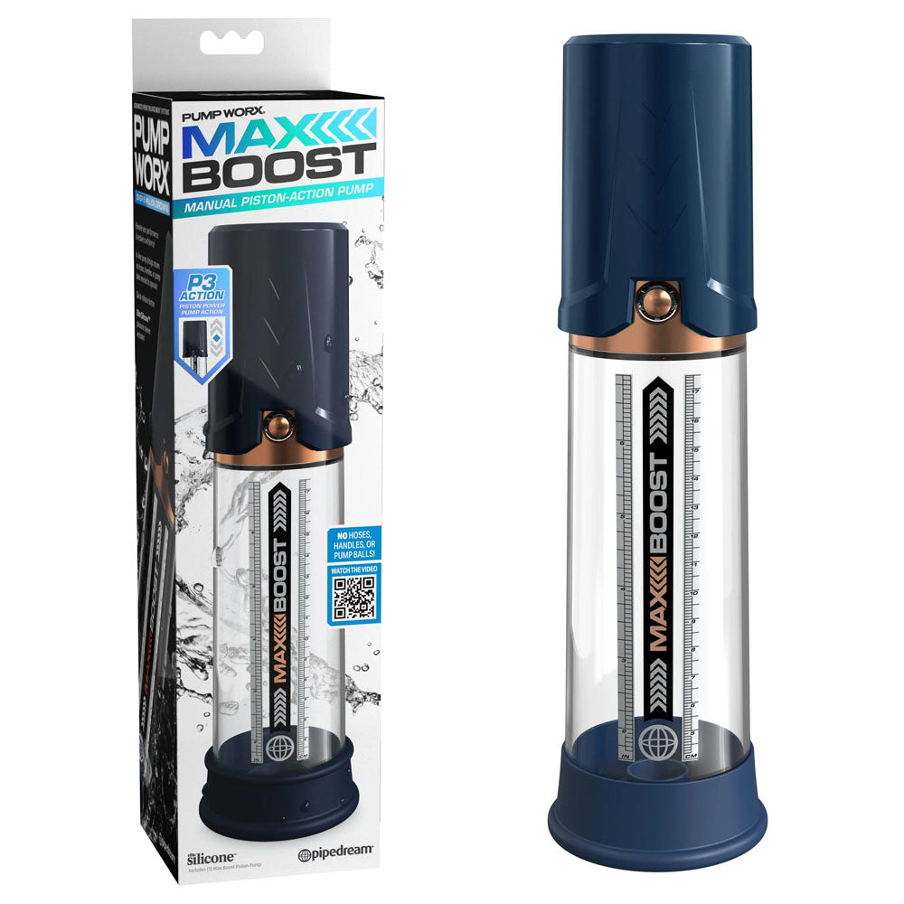 Pump Worx Max Boost - Blue - Blue Penis Pump - Just for you desires