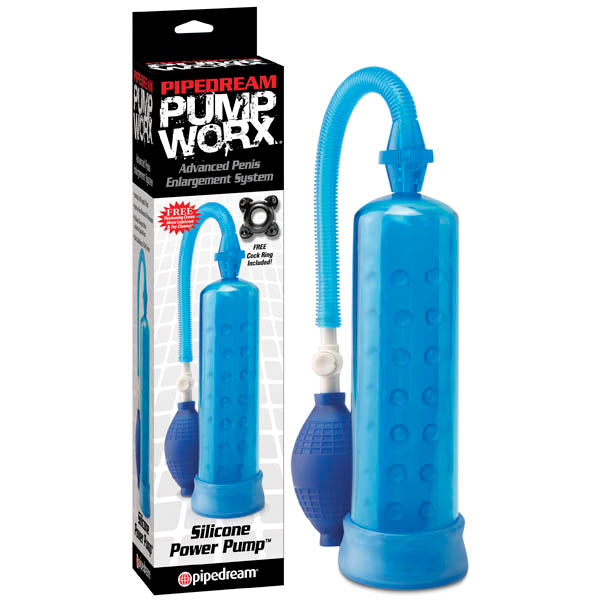 Pump Worx Silicone Power Pump - Blue Penis Pump - Just for you desires