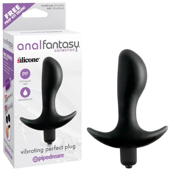 Anal Fantasy Collection Vibrating Perfect Plug - Black 9 cm (3.5'') Vibrating Butt Plug - Just for you desires