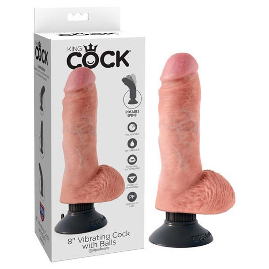 King Cock 8'' Vibrating Cock with Balls - Just for you desires