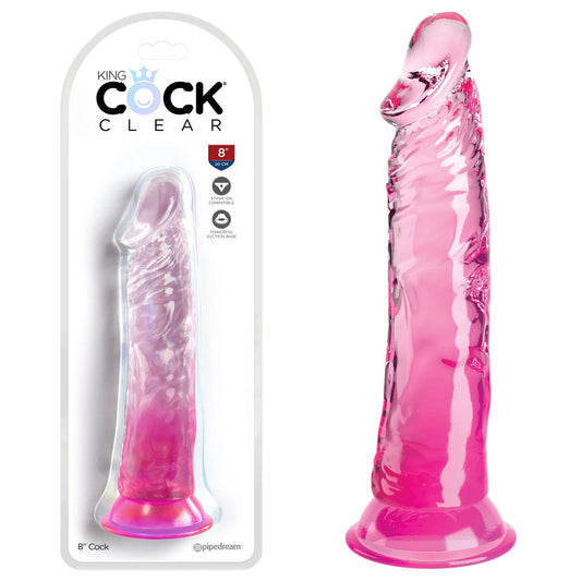 King Cock Clear 8'' Cock - Pink - Just for you desires