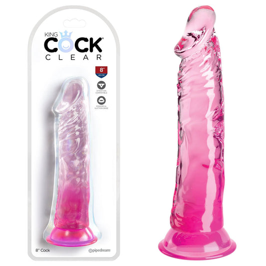 King Cock Clear 8'' Cock - Pink - Pink 20.3 cm Dong