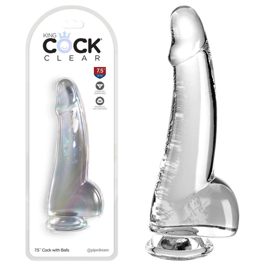 King Cock Clear 7.5'' Cock with Balls - Just for you desires