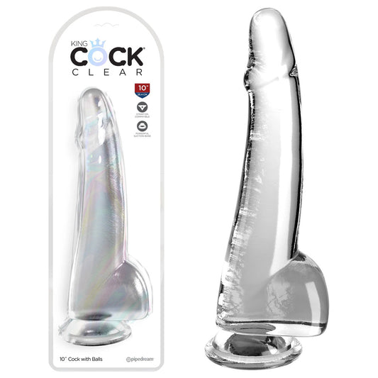 King Cock Clear 10'' Cock with Balls - Clear - Just for you desires
