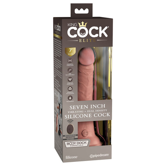 King Cock Elite 7'' Vibrating Dual Density Cock with Remote - Just for you desires