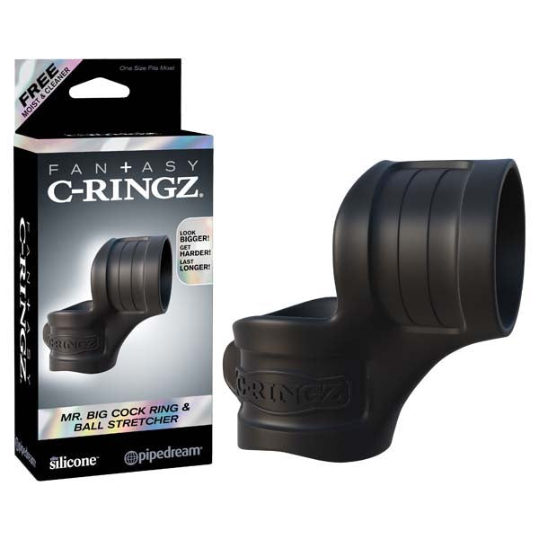 Fantasy C-ringz Mr Big Cock Ring And Ball Stretcher - Black Cock & Ball Rings - Just for you desires