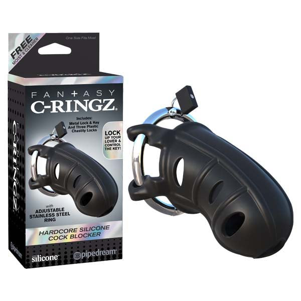 Fantasy C-ringz Hardcore Silicone Cock Blocker - Black Cock Cage - Just for you desires