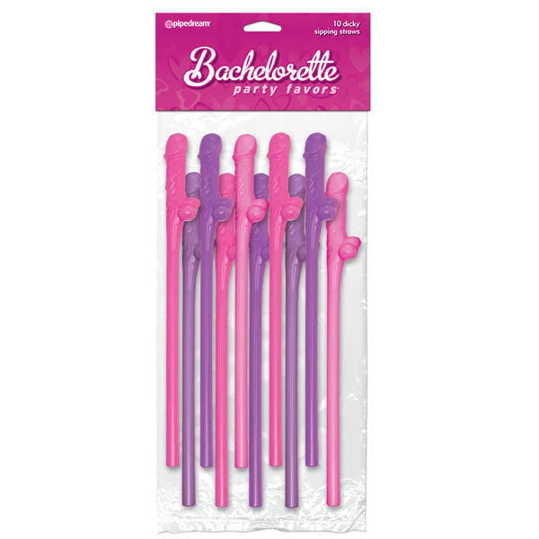 Bachelorette Party Favors - Dicky Sipping Straws - Coloured Straws - Set of 10 - Just for you desires