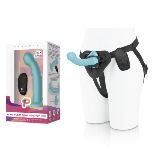 6” Remote Control Ripple P Spot G Spot Silicone Peg With Harness Included - Just for you desires