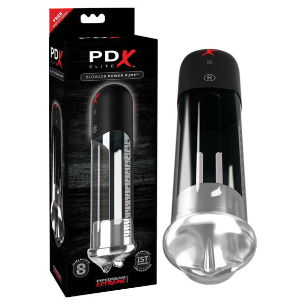 PDX Elite Blowjob Power Pump - Black Powered Penis Pump with Mouth Stroker Sleeve - Just for you desires