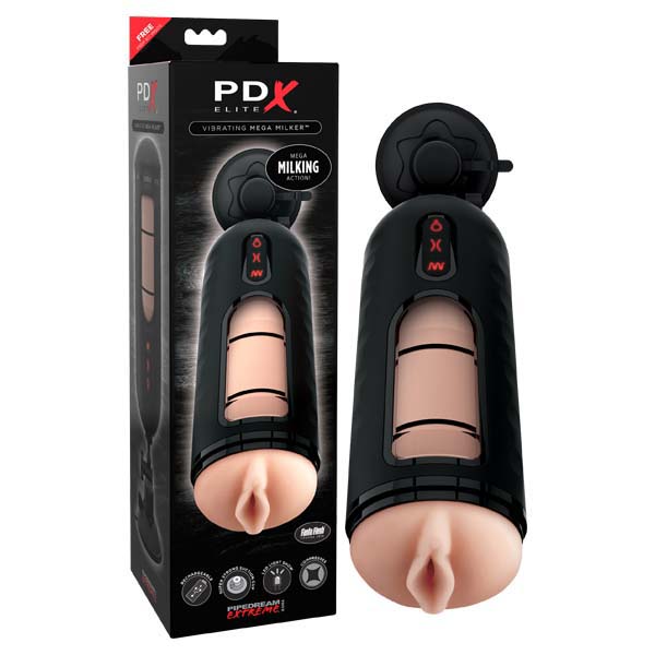 Pipedream Extreme Toyz Elite Vibrating Mega Milker - Flesh USB Rechargeable Powered Stroker - Just for you desires