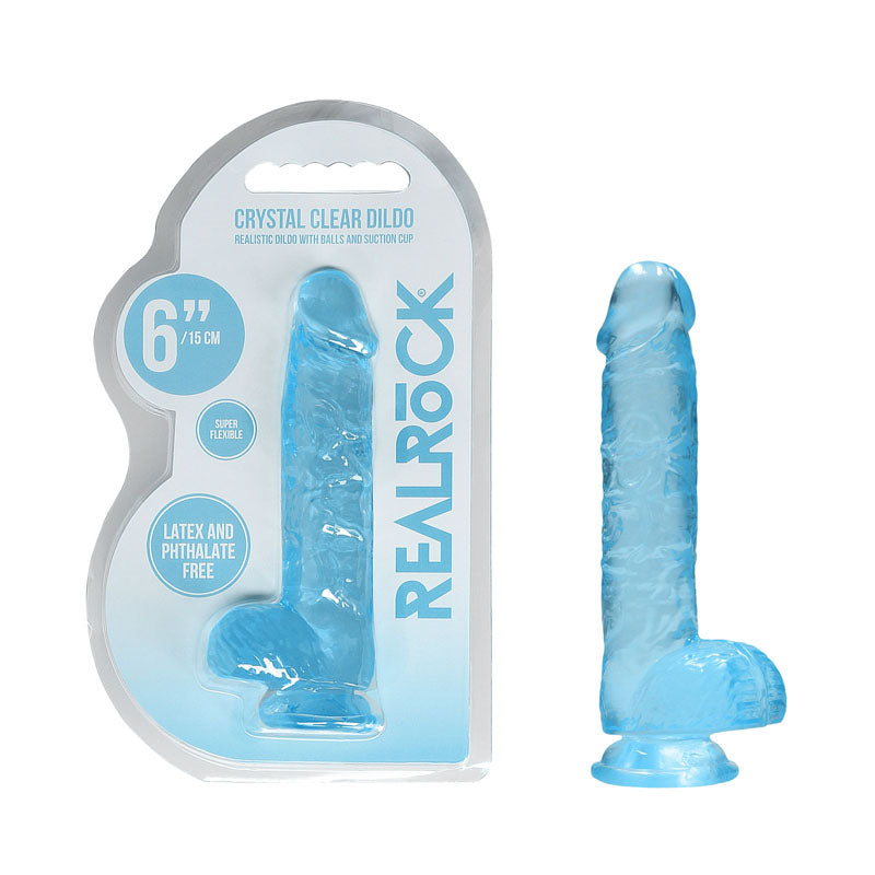 Real Rock 6"" / 15 Cm Realistic Dildo With Balls Blue - Just for you desires