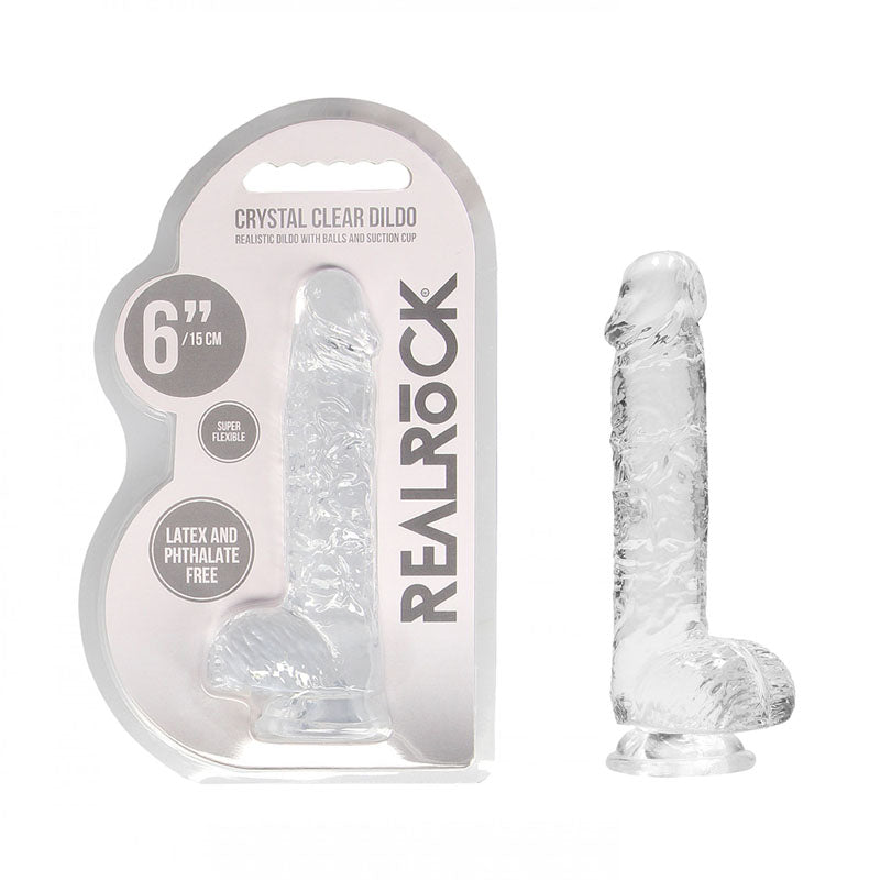 Real Rock 6"" / 15 Cm Realistic Dildo With Balls Transparent - Just for you desires