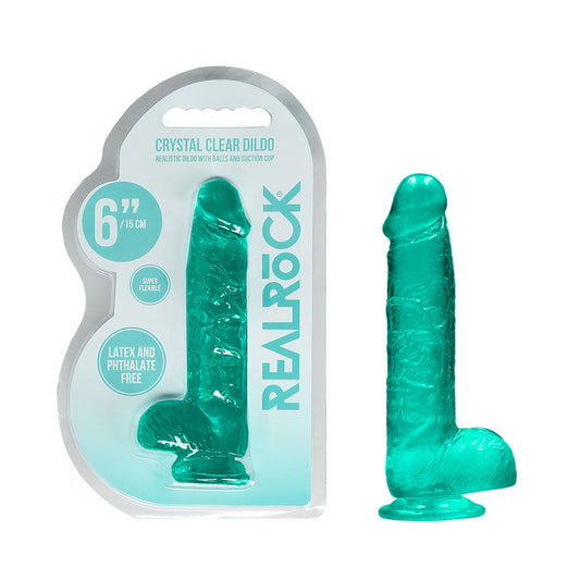 Real Rock 6"" / 15 Cm Realistic Dildo With Balls Turquoise