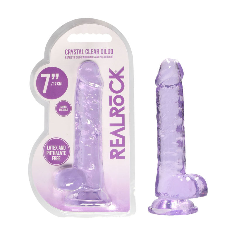 REALROCK 7'' Realistic Dildo With Balls - Purple 17.8 cm Dong - Just for you desires