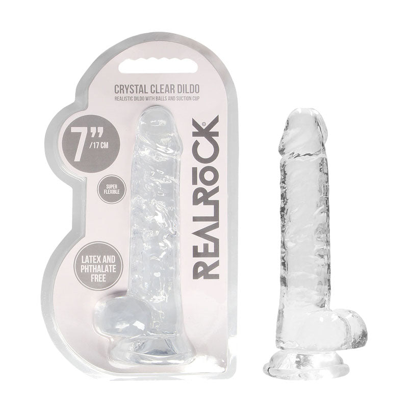 REALROCK 7'' Realistic Dildo With Balls - Clear 17.8 cm Dong - Just for you desires