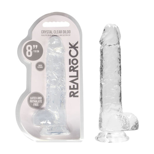 Real Rock 8"" / 21 Cm Realistic Dildo With Balls Transparent