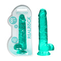 REALROCK 8'' Realistic Dildo With Balls - Turquoise 20.3 cm Dong - Just for you desires