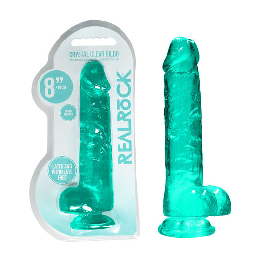 Real Rock 8"" / 21 Cm Realistic Dildo With Balls Turquoise