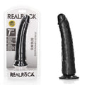 REALROCK Realistic Slim Dildo with Suction Cup - 18cm - Black 18 cm (7'') Dong - Just for you desires