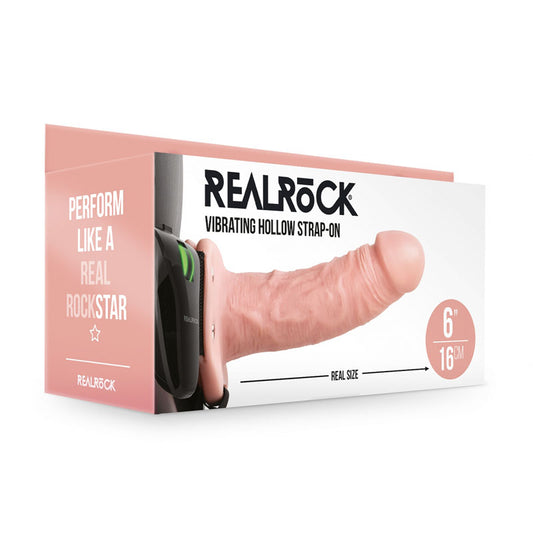 REALROCK Vibrating Hollow Strap-on - 15.5 cm Flesh - Just for you desires