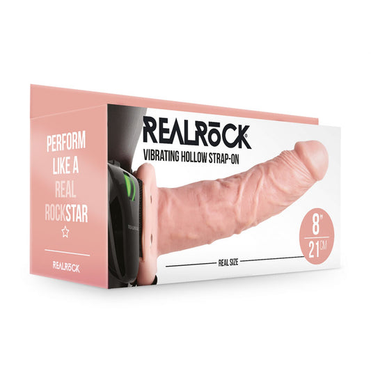 REALROCK Vibrating Hollow Strap-on - 20.5 cm Flesh - Just for you desires