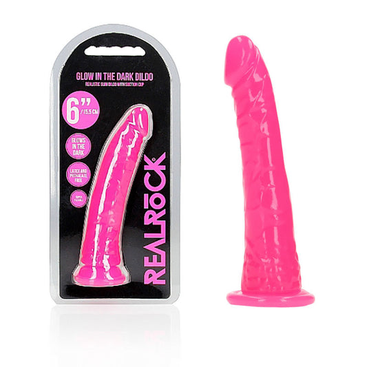 REALROCK 15.5 cm Slim Glow in the Dark Neon - Pink - Just for you desires