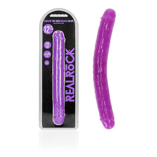 REALROCK 30 cm Double Dong Glow - Purple - Just for you desires