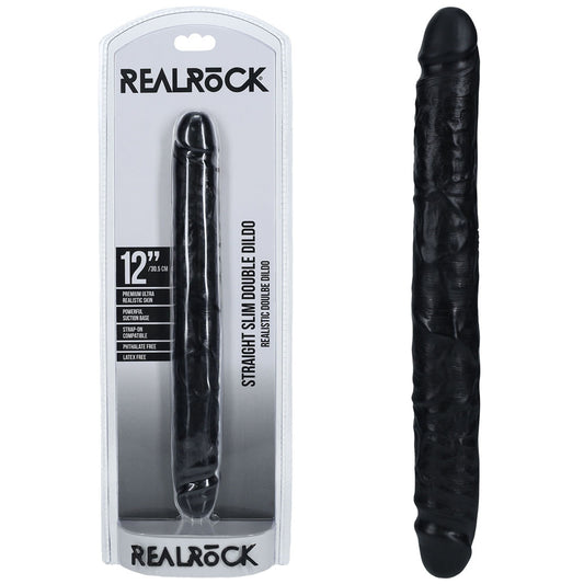 REALROCK 30cm Slim Double Dildo - Black - Just for you desires