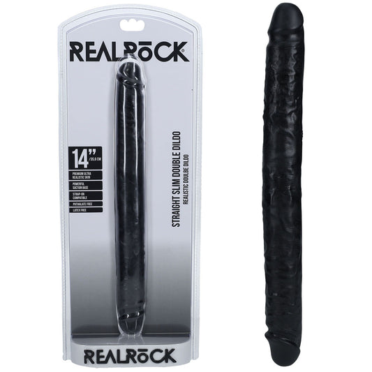 REALROCK 35cm Slim Double Dildo - Black - Just for you desires