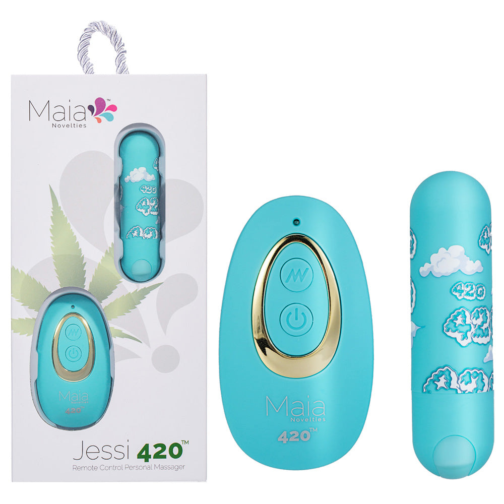 Maia JESSI 420 Remote - Sky Blue 7.6 cm USB Rechargeable Bullet with Wireless Remote - Just for you desires