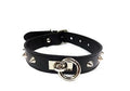 Leather O Ring Studded Collar Black - Just for you desires