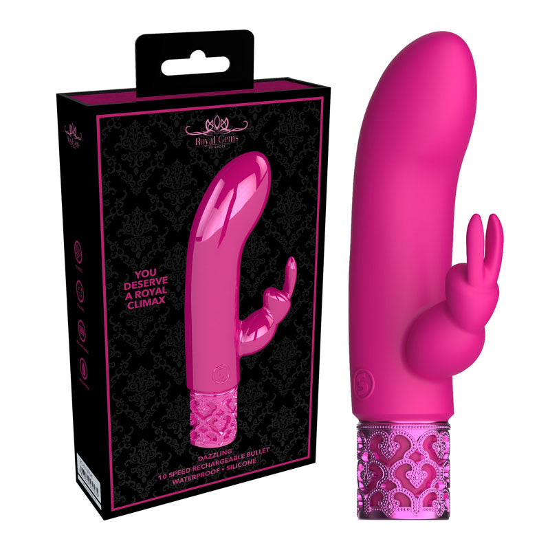 ROYAL GEMS Dazzling - Silicone Rechargeable Bullet - Pink 12 cm USB Rechargeable Bullet - Just for you desires