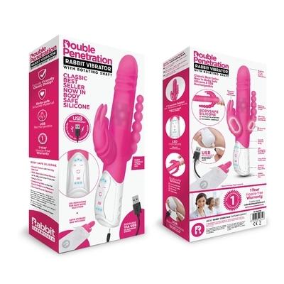 Rabbit Essentials Rechargeable Double Penetration Rabbit - Hot Pink - Just for you desires