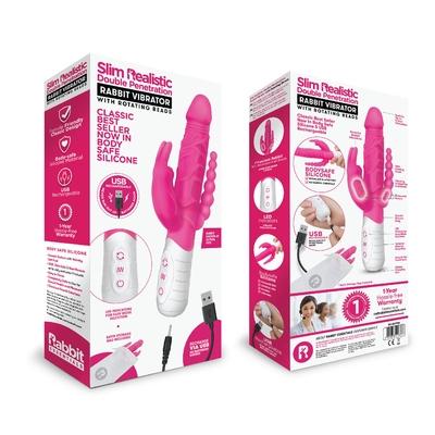 Rabbit Essentials Rechargeable Slim Double Penetration Rabbit Hot Pink - Just for you desires