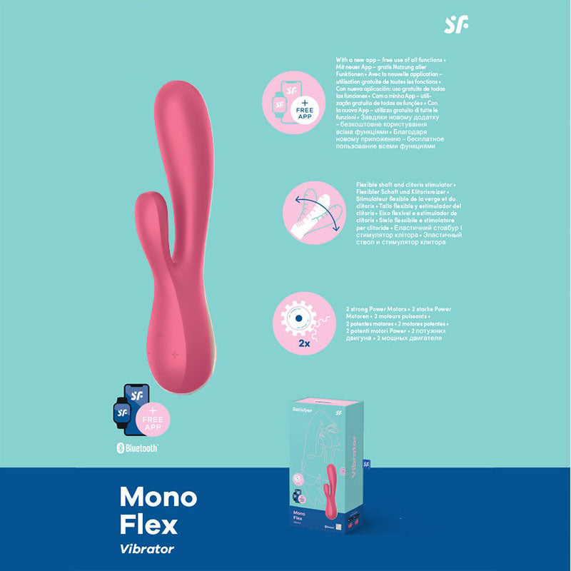 Satisfyer Mono Flex - Red App Controlled USB Rechargeable Rabbit Vibrator - Just for you desires