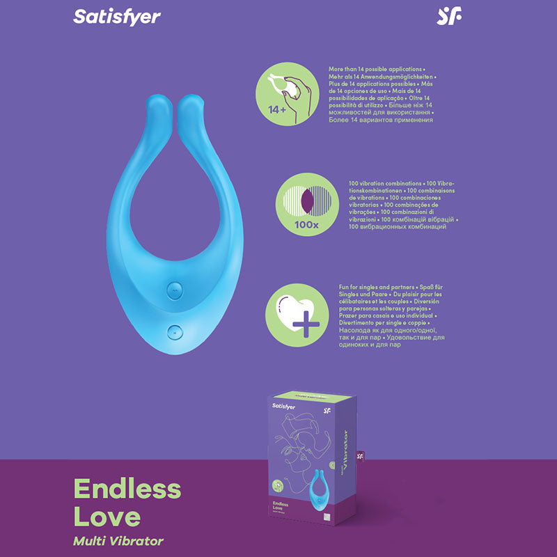 Satisfyer Endless Love - Blue 13 cm USB Rechargeable Couples Stimulator - Just for you desires